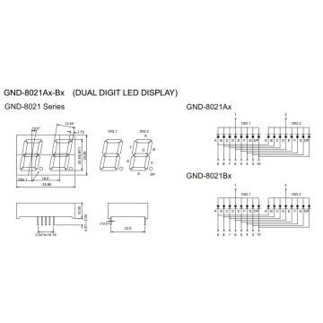 0.8inch 2 Digit 7 Segmentanzeige (GNS-8021Ax-Bx)